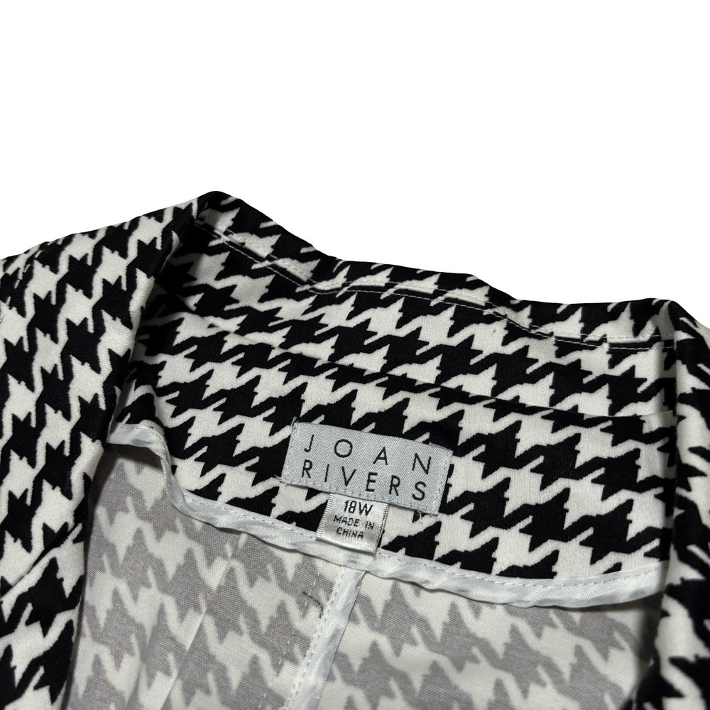 Joan Rivers Classic Houndstooth Black And White Blazer Coat Size 18W - Picture 5 of 6